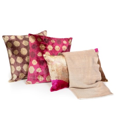  - Cushions - Dotty Silk Velvet Ikat Cushion
