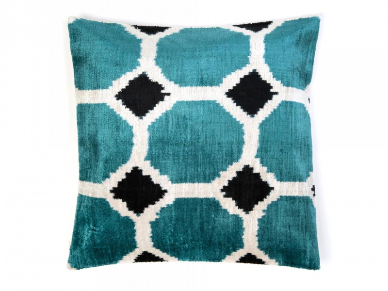  - Cushions - Geometric Silk Velvet Ikat Cushion
