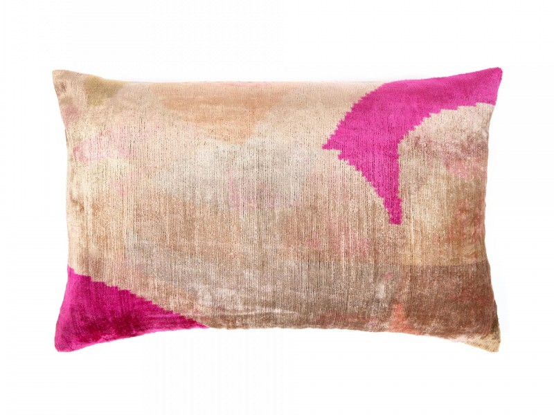  - Cushions - The Rose Silk Velvet Ikat Cushion